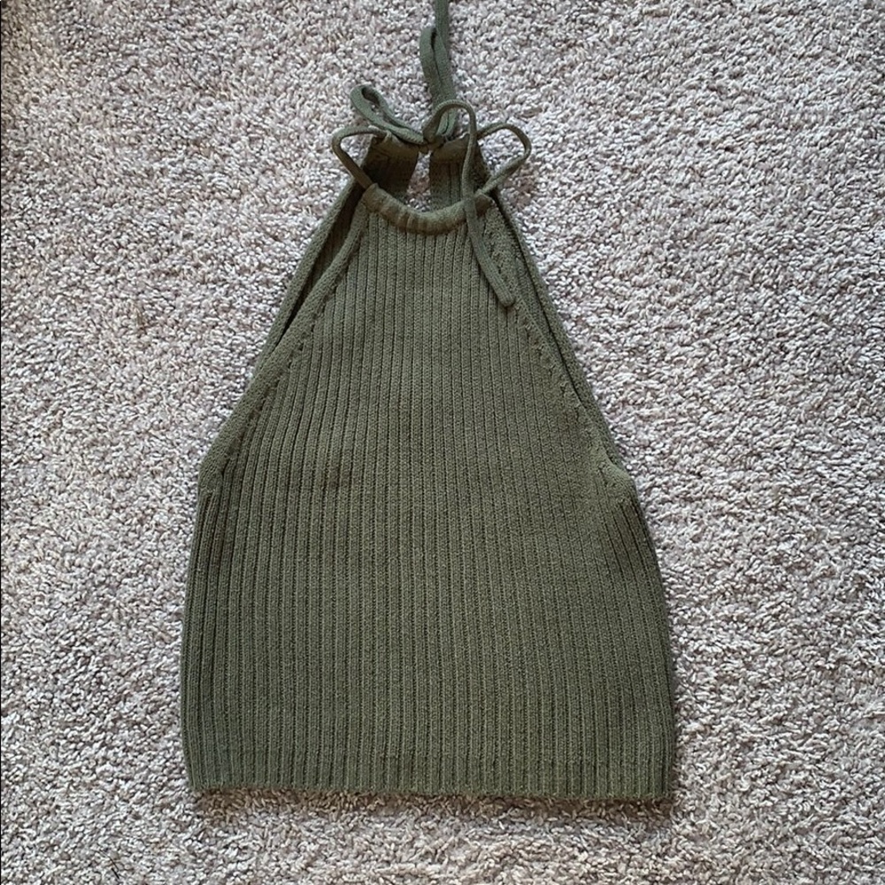 Green Knit crop top
